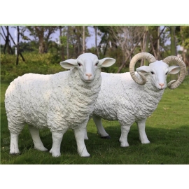 y15848 - 立體雕塑.擺飾 立體擺飾系列-動物、人物系列-童趣系列 -  公羊+母羊